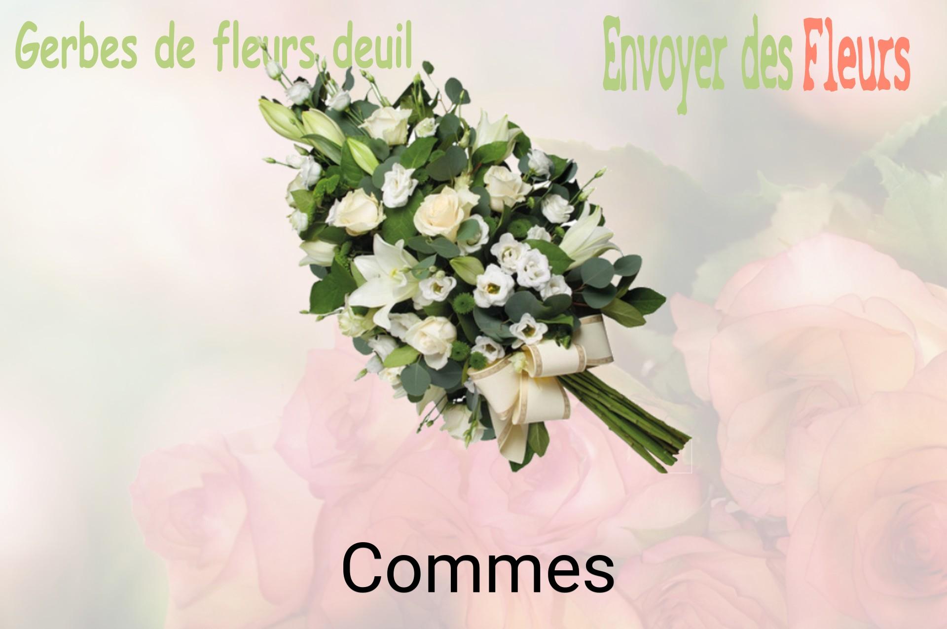 Gerbe de fleurs de deuil livrée à Commes
